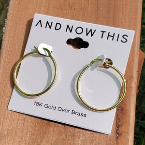 And Now This 18K Gold Over Brass Classic Polished Hoop Earrings NWT